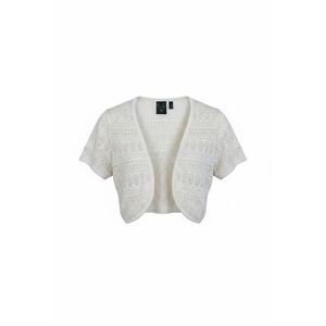 T/O Sweaters Pointelle Knit Short Sleeve Cropped Shrug Cardigan Ivory Size Large